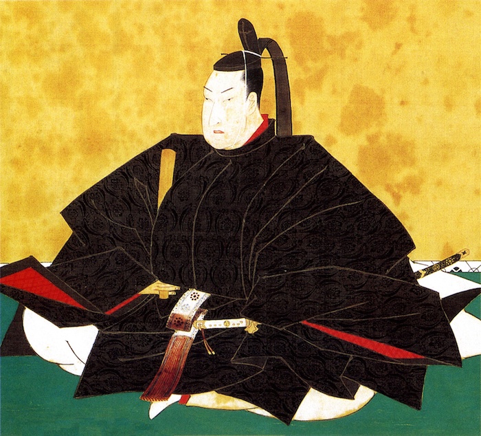 Portrait von Tsunayoshi sitzend in schwarzem Gewand